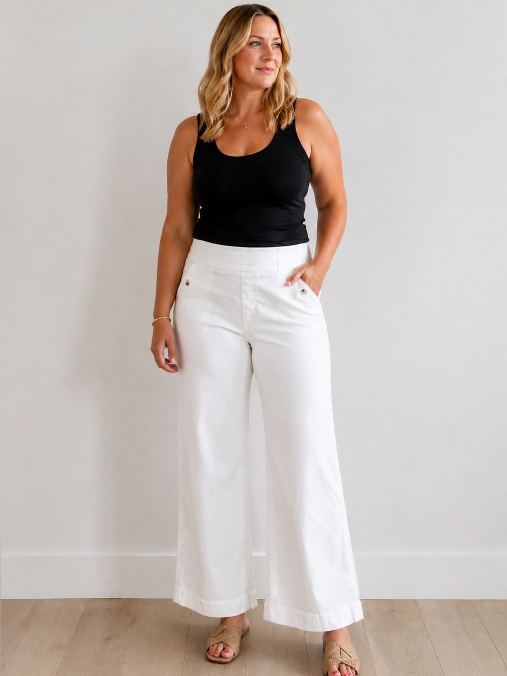 SPANX White Wide Leg Pants